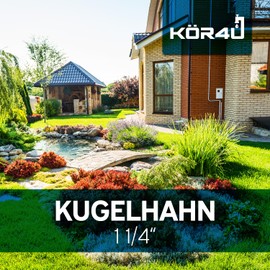 kör4u Brass Ball Valve Female Thread with Blue Steel Lever 1 1/4 Inch Female Thread