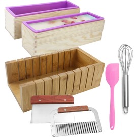 Silicone soap molds -Soap Cutting Tool Set Wooden Bamboo (+Shrink Wrap Bags 2)