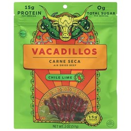 Vacadillos Air-Dried Beef Jerky Carne Seca, Chile Lime 3 Count