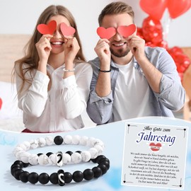 CheersLife Anniversary Gift for Him and Her Partner Bracelets for Couple Partner Gifts for Anniversary for Him Long Distance Relationship Bracelet Wedding Anniversary Valentine's Day Gift Best Friend