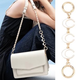 Tmtains 2Pcs Gold & White Purse Extender Chain - Moon Purse Strap Replacement Accessories for Handbags & Cross Body Bags - DIY Supplies
