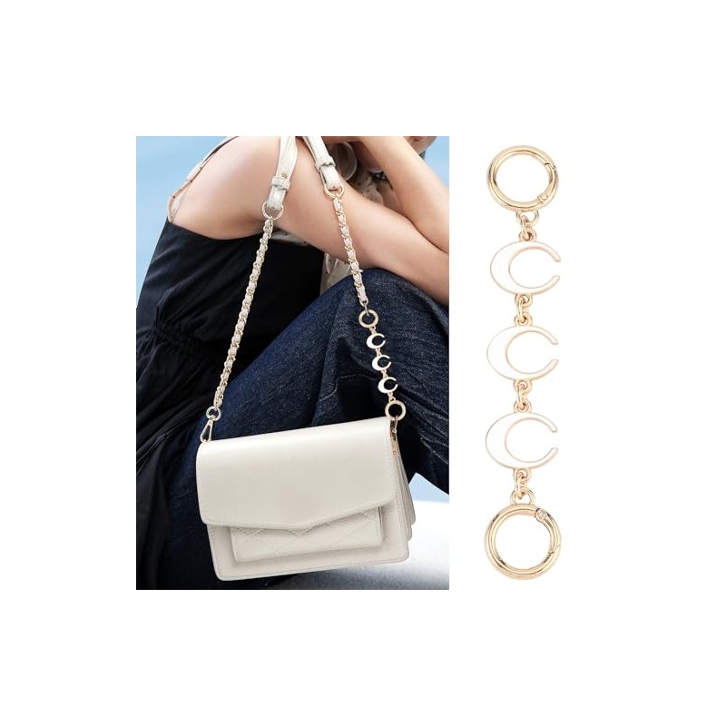 Tmtains 2Pcs Gold & White Purse Extender Chain - Moon
