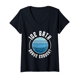Womens Ice Water Ice Bath Bold Ice Bath V-Neck T-Shirt
