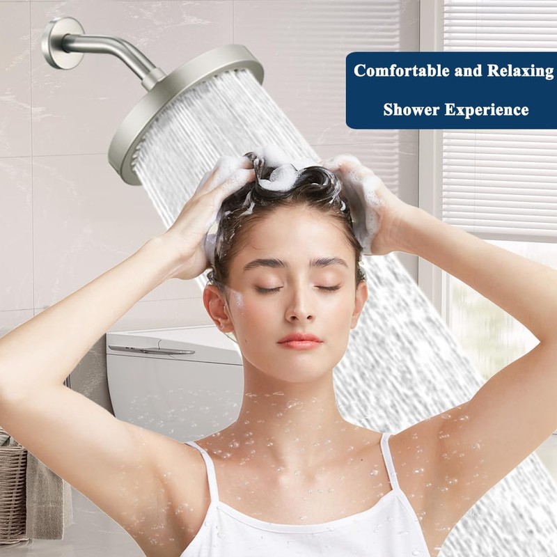 High Pressure Rainfall Shower Head, 6'' Luxury Modern Showerhead with