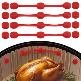 4 Sets Silicone Magnet Buckles for Air Fryer Parchment Paper, Secure Locking Disposable Liners Magnetic Clips Holder for All Iron Air Fryer Accessories, Heat-Resistant & Prevent Paper Burns (Red)