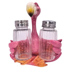 Flamingo Figurines Decorations With Salt and Pepper Shaker Holder, Flamingo Figurines for Summer Bar and Tropical Kitchen Decor,Table Decorative for Ornament Gift (Flamingo)