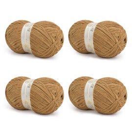 BATELO Chenille Yarn for Crocheting & Knitting 880 Yards, Soft Thick Fluffy Bulky Blanket Yarn, 4 Pack of 10.5oz(Brown)