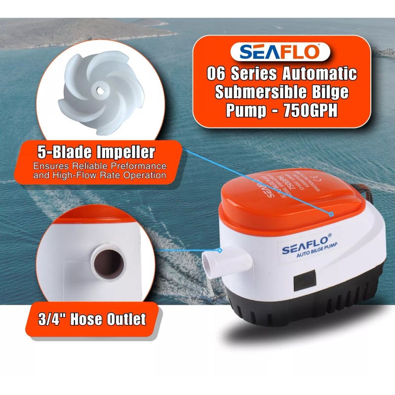 SEAFLO 12V 750 GPH Automatic Bilge Pump with Float Switch
