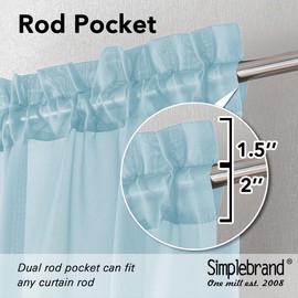 Simplebrand - Cortinas transparentes de color azul cielo, de 84 pulgadas de largo, con bolsillo para barra de filtrado de luz, paneles de cortina transparentes para ventana, elegantes cortinas y