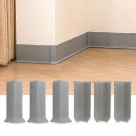 GAMZAU Baseboard Corner Blocks 6inch Height, Self Adhesive 3 Inside + 3 Outside Corners-Connector Between The Cove Base Wall Base Rubber Moulding Trim, Perfect Match for Our S152 Baseboard(Gray)