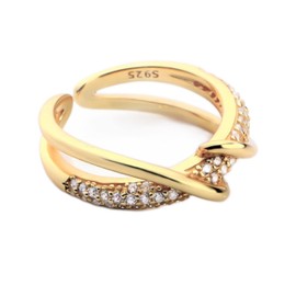 Bellitia Jewelry Cross Line Ring, One Size Fits Most, Cold Wind, Sterling Silver, 925 Women, Zirconia, Gold, Silver, Cubic Zirconia