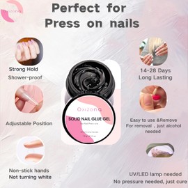 Oxizona Solid Nail Glue Gel for Press On Nails Acrylic Nail Tips, Fake Nails, Hard Gel Glue for False Nails DIY at Home 15ML UV-Cured 2 pcs