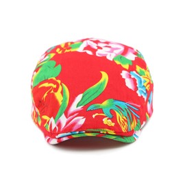 SDKZBFC Mens Floral Flat Cap Driving Hat Newsboy Cap, Adjustable Fashion Newsboy Beret Hat for Men and Women Irish Beret Hat,Duckbill Hat, Spring Autumn Winter 55-59CM Red