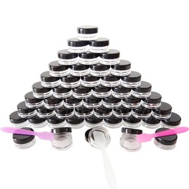 Wopanxye 50pcs 5g/5ml Empty Acrylic Clear Round Makeup Jars, BPA Free, 5 Grams Small Sample Containers Pot for DIY Cosmetic, Lotion, Face Cream, Eye-shadow, Lip Scrubs Balm, Powder, Glitters, Paint