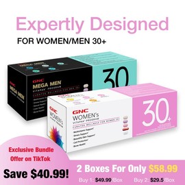 2 Boxes of GNC 30+ Vitapak, Curated Supplements for Women/Men 30+, 5-IN-1, Multivitaimin, Stress&Bone Support, Skin&Cell Protection, Liver Health, Overall Wellness, 30 Count, Healthcare, Edible, Dietary, Vitamin:_2x Men's 30+ Vitapak