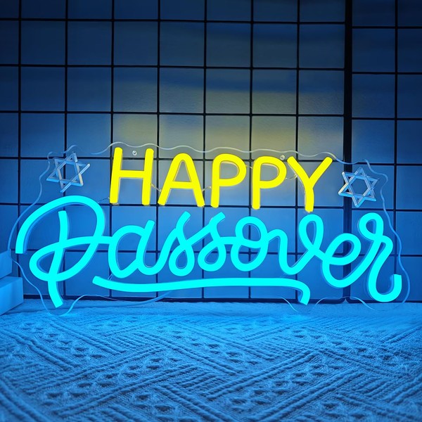 Happy Passover Neon Sign Passover Decorations Led Sign Dimmable Pesach