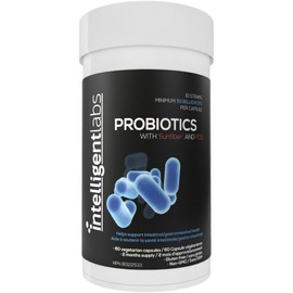 Intelligent Labs 50 Billion CFU Probiotic Men and Women with Prebiotics, No Refrigeration Needed, with Sunfiber and FOS for 10x More Effectiveness, 2 Months Supply Per Bottle