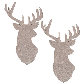 2 Pack Jumbo Christmas Deer Head Iron on Patches Sew on Embroidered Patch Sequin Appliques for DIY Motif Family Xmas Tops Home Decor (Silver)