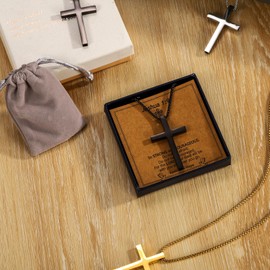 LANGE HOME BreathLink Stop Smoking Necklace for Men - Black Cross Necklace for Anxiety Relief & Faith - Christian Gift with Bible Verse Engraved - Breathing Necklace to Quit Smoking