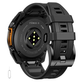 26mm Watch Bands Compatible with Garmin Fenix 7X Band Fenix 6X Fenix 8 51mm Tactix Delta, Silicone Sport Quickfit Strap for Fenix 3 HR/5X Plus/6X Pro/7X Pro/Descent MK1/Enduro Women Men