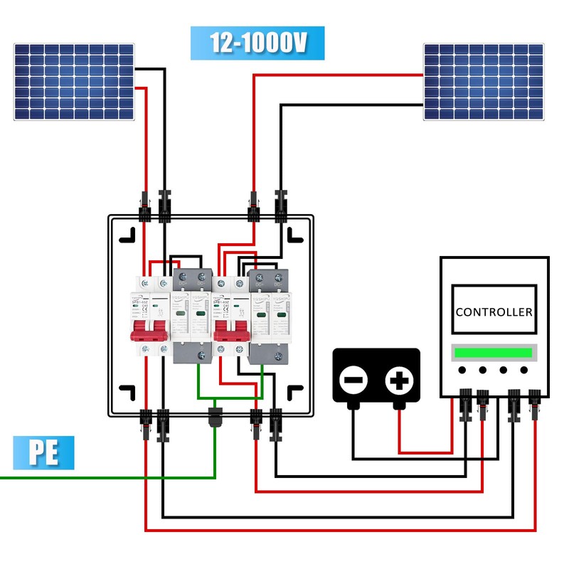 LyteSolar 2 String Solar Disconnect Switch PV Combiner Box, 63