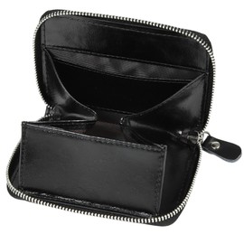 Shoebill Men's Thin Pass Case, Coin Purse, Genuine Leather, Box, Black