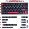 GEKUCAP 129 Keys Red Black Japanese Keycaps, Dye Sublimation PBT