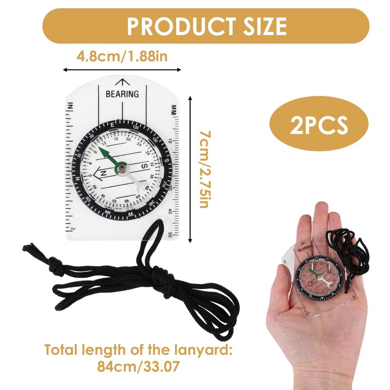 2-Pack Professional Baseplate Ruler for Hiking | Map Ruler with