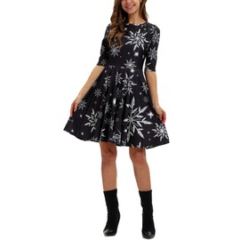 Snowflake Dress Women Teens Christmas Swing Dresses Knee Length Long with Sleeve,Snowflake M