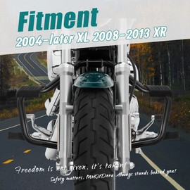 MoKitDora Sportster Crash Bar Highway Rail Mustache Engine Guard 1.25" Fat for Harley 2004-later XL and 2008-2013 XR Models, Gloss Black