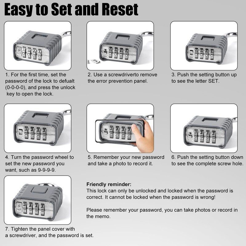 2 Pack disecu Heavy Duty 4 Digit Combination Lock, One
