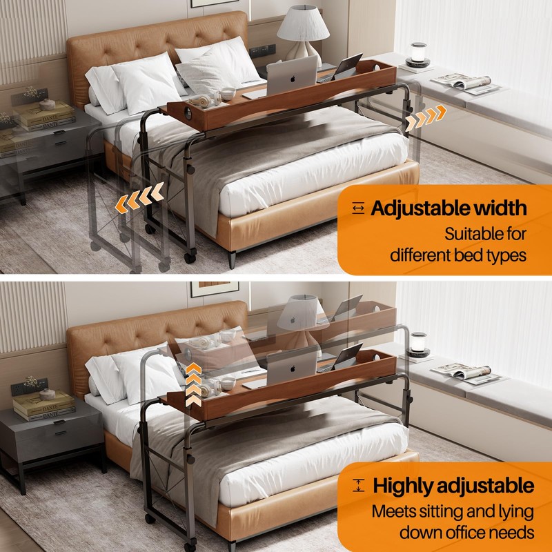 BYMECOST Laptop Desk for Bed, Adjustable Height & Length Laptop