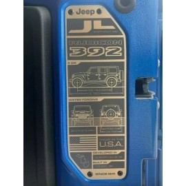 Mopar XR 392 RUBICON Fits JEEP WRANGLER INFORMATION PLATE GOLD & BLACK OEM  *NEW*