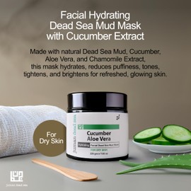 JUMAN Juman Cucumber & Aloe Vera Face Mask | Ideal for Dry Skin | Enriched with Dead Sea Minerals | Soothes, Hydrates, and Detoxifies | Dead Sea Mud Mask | 225g (Pack of 1)