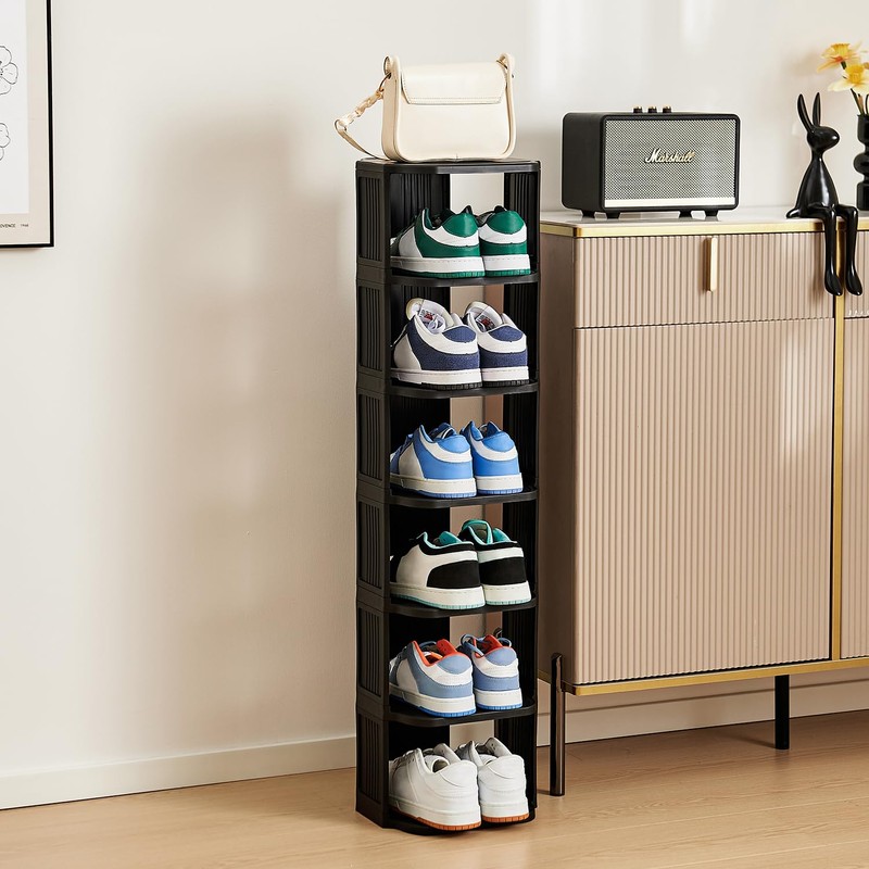 UFORU Small Shoe Rack, 7 Tier Plastic Vertical Shoe Rack
