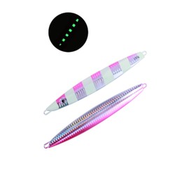 La kukuna Metal Jig Shore Jig Lures Luminous Vertical Jigs with Hologram (200g, Pink Stripe)