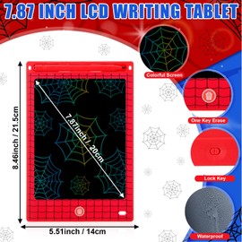Nezyo 12 Pack Large Spider Web Themed LCD Writing Tablet for Kids 7.87 Inch Drawing Pads Colorful Doodle Board Spider Web Birthday Party Favors for Educational Learning Toys Gifts for Boys Girls