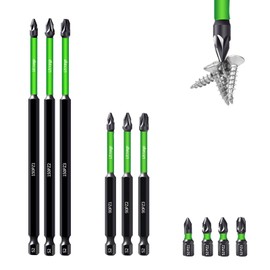 Litorange 10Pcs PZ1 PZ2 PZ3 Magnetic Impact Driver Bits, S2 Steel Long Pozidriv Screwdriver Bit Set 150 mm 90 mm 25 mm