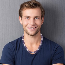 RWQIAN Men's Baseball Beaded Necklace, White-Purple Rhinestone, 18 Inch, Zinc, Sports-Themed Beaded, Unisex, Baseball Enthusiasts