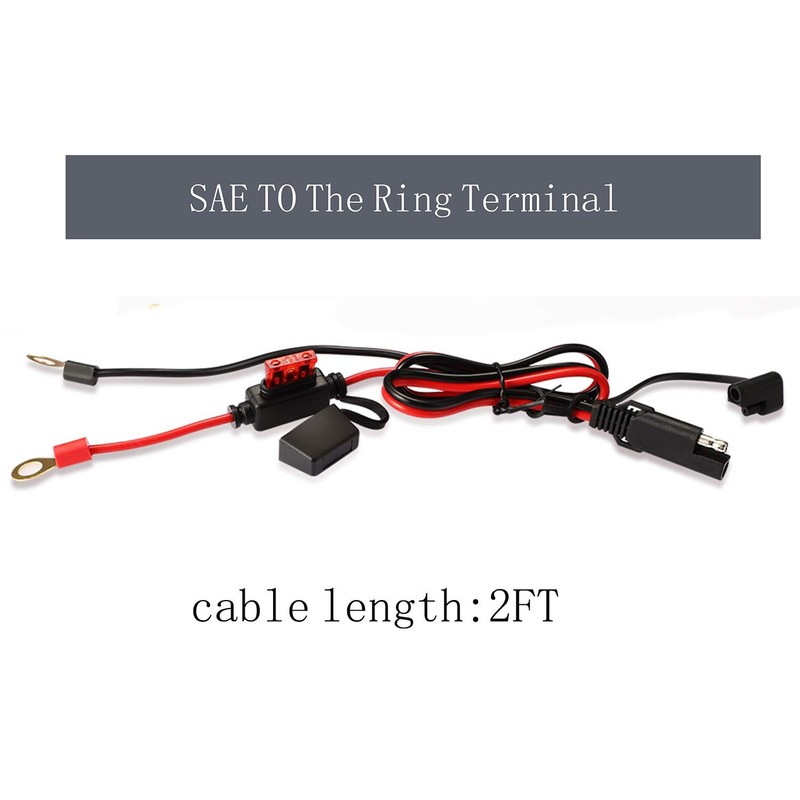 Meetou 2FT SAE O Ring Terminal arnés con fusible 10A