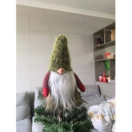 12inch Gnome Christmas Tree Topper with Tree Topper Holder Treetop Santa Gnome Christmas Tree Topper Hand Made Christmas Tree Decoration Holiday Home Décor Ornament