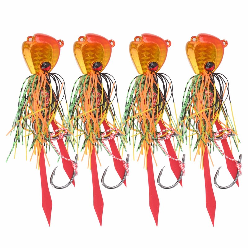 4Pcs 65g Fishing Artificial Baits Silicone Skirts Lures with Hook