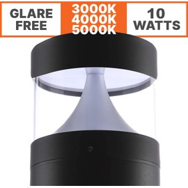 LightingLabs 10 Watts Bollard Led Landscape Lights Wired, 25 Inch, 3CCT 3000/4000/5000K, 120-277V Outdoor Pathway Lights Wired, Ideal for Garden, Driveway, Rated IP65, ETL Listed, Circular Flat Clear