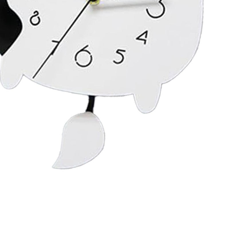 Acrylic Wall Clock Cartoon Cow Shape Silent Movement Decorative Swinging