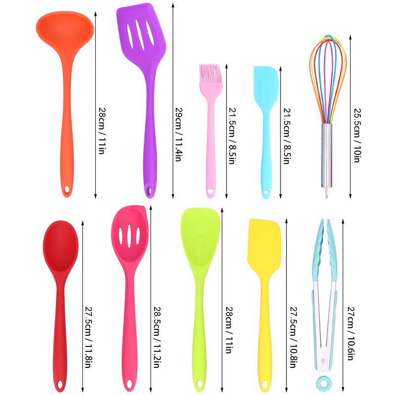 10Pcs set Silicone Kitchen Utensils Kitchenware Non Stick Spatula Spoon