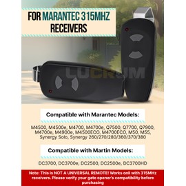 Lucrum Garage Door Opener Remote Replacement for Marantec M3-2312 - 2-Channel 315 MHz 65892 for Marantec Remote Replacement - 2 Pack