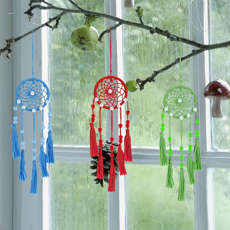INFUNLY 12 Sets Small Dream Catcher Kit Boho DIY Mini