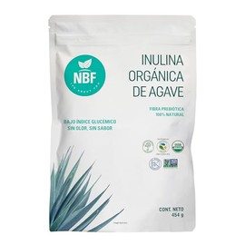 NBF Inulina de Agave Orgánica en Polvo 454gr | Prebiótico de Fibra Sin Gluten |Kosher, NOGMO| Apoyo Digestivo Natural | Ideal para Jugos y Batidos