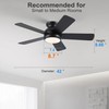 POCHFAN 42 Inch Black Ceiling Fans with Lights and Remote,
