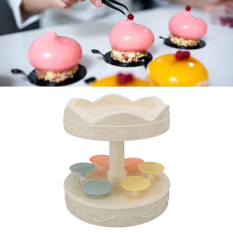 6 Trays 2 Tier Automatic Rotating Dessert Cupcake Display Table